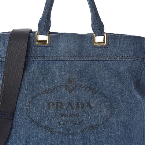 prada checkered tote|Prada denim tote.